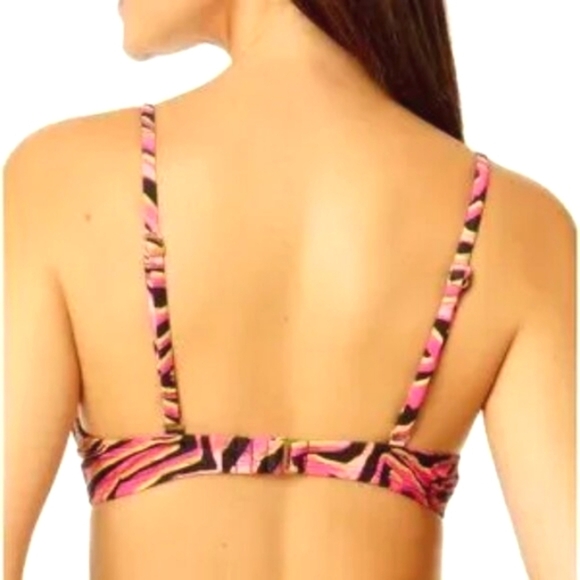SALT + COVE PINK ZEBRA MAIN EVENT UNDERWIRE SRALETTE SWIM TOP SIZE SMALL NWT - Picture 2 of 5